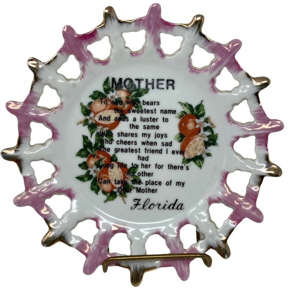 Vintage Plate Mother's Day Poem Gift Craft Made 7” Florida - Picture 1 of 3
